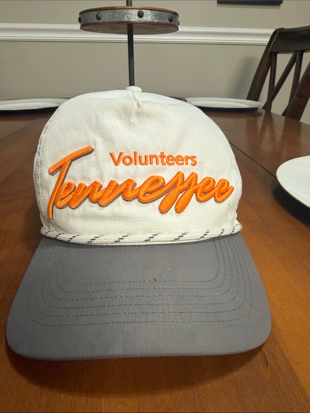 Tennessee Volunteers Script Baseball Cap - White & Orange with Gray Brim